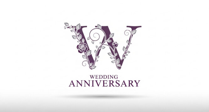 Minimalist Wedding Anniversary Logo with Floral W