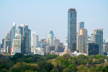 Obraz premium Modern skyscrapers and urban landscape bangkok cityscape photography daylight aerial view urban development