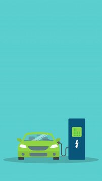 Electric Car Charging Animation Loop EV Energy Station Clean Eco Transportation Battery Power Motion Background 4K