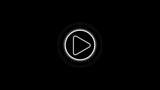 Music Play button icon animation. Video player icon triangle shape button icon animation on black background.