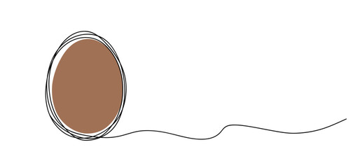 Chocolate Easter Egg. Brown Egg One Continuous Line Art Chicken Farm Food Organic Breakfast Minimalist Vector Illustration