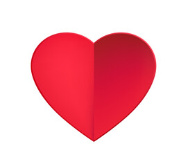 Red Paper Heart 3D Folded Valentine Love Symbol Romantic Card Element Vector Illustration
