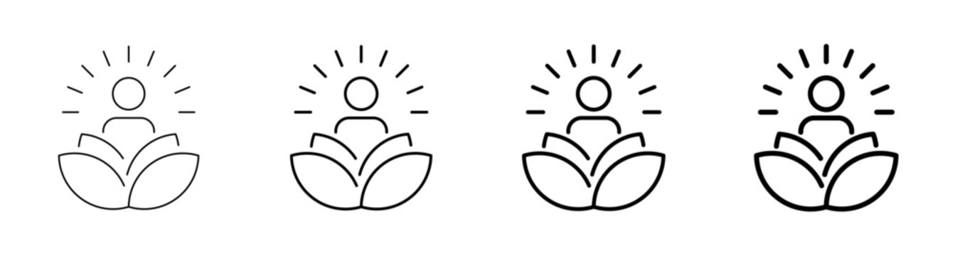 Mindfulness Spiritual and Human Mind Growth Line Art Icon Vector Illustration Editable