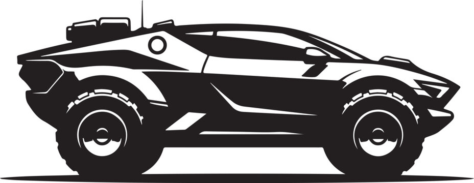 Futuristic SUV, black car, vector automobile, off-road vehicle