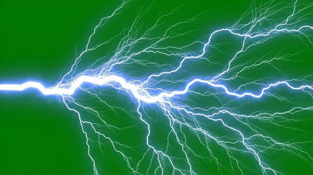 Green Screen Branching Lightning Bolt Electrical Discharge 4K