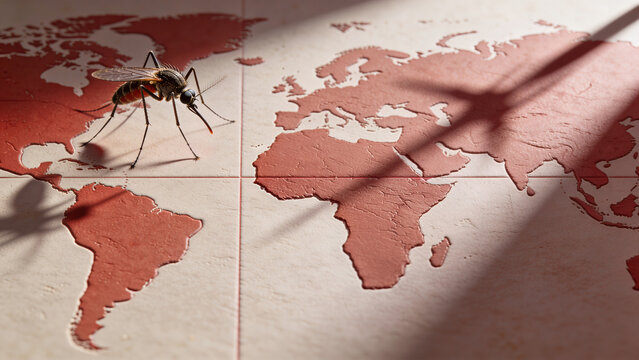 Detailed Global Mosquito Danger Close Up On World Map Tile