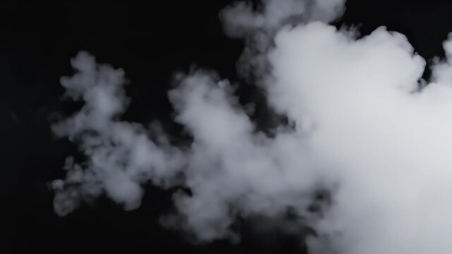White Smoke Vapor Jet Spraying on Black Background Slow Motion