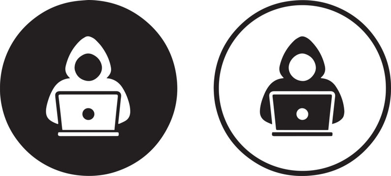 Vector illustration showing black silhouettes of a computer mouse and a man holding a hammer in a digital technology style.