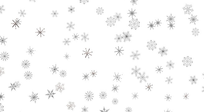Seamless pattern of snowflakes on white background. Winter holiday snow illustration for design, wa