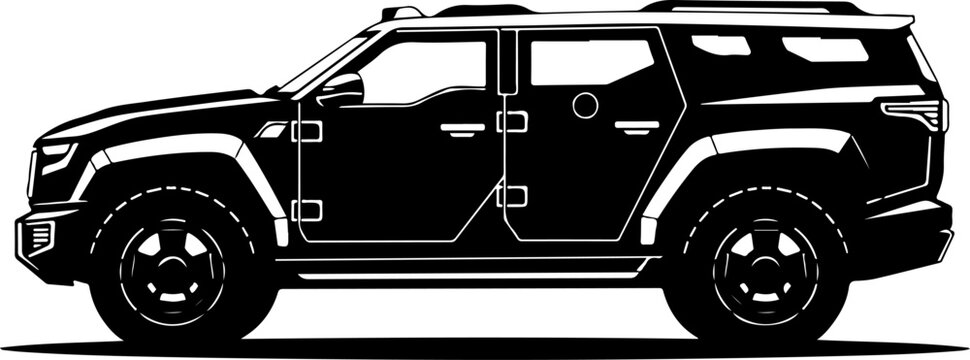 Black SUV, side view, vector illustration, automotive design, car silhouette