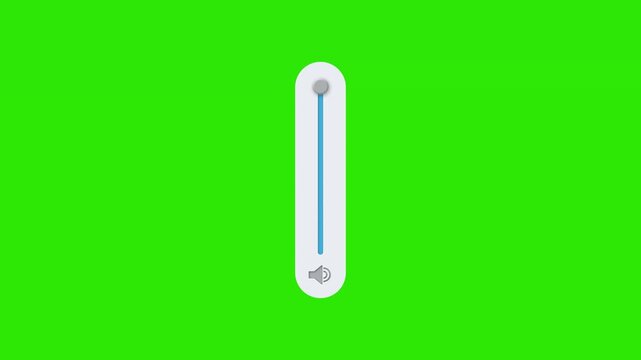 Vertical Volume Slider Animation on Green Screen Background. Audio Control UI Interface