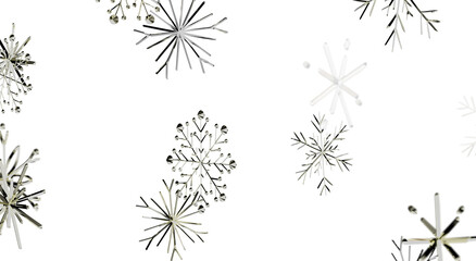 Obraz premium Elegant silver snowflake design on a white backdrop, perfect for winter and holiday themes.