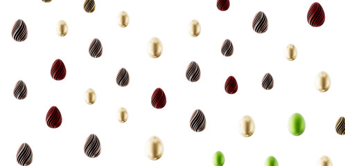 Abstract Easter egg pattern on white. Modern, colorful eggs for holiday celebration. Decorative design for greetings and © vegefox.com