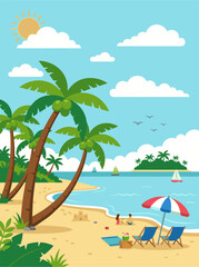 Obraz premium beach with palm trees and sea