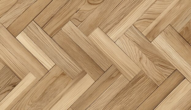 Detailed light oak parquet flooring, angled pattern