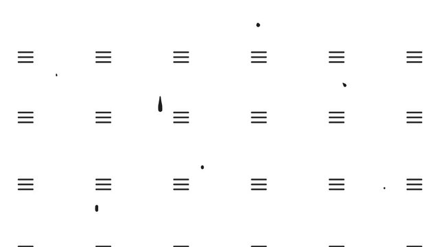 Rows of line clusters move across the screen, with each group containing three stripes. There's also some flickering dust.
