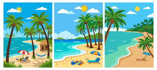 Obraz premium tropical beach with palm trees and starfish