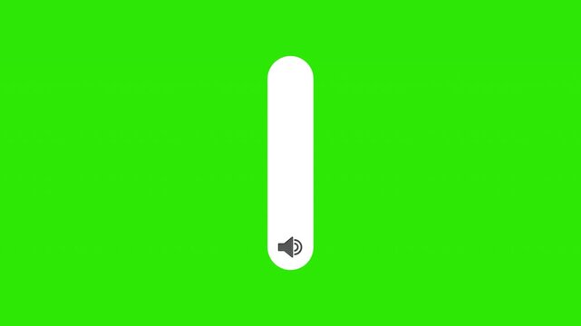 Volume up down Slider Bar animation, Audio Control UI Minimal Interface. Green Screen Background