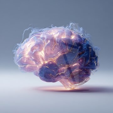 medical render of human brain with intracranial tumor, scientific anatomical illustration showing detailed brain structure and neoplasm growth, clean neutral background, no people, high-precision 