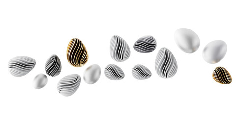 Artistic rendering of decorative Easter eggs in a minimalist style, perfect for holiday greetings and design concepts. © vegefox.com