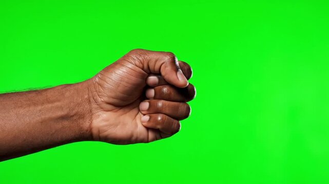 Hand Gestures Rock Paper Scissors Sequence Green Screen Background Motion Close Up