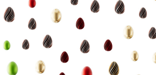 Unique collection of Easter eggs in various colors with a clean white background. Perfect for Easter greetings and holid © vegefox.com