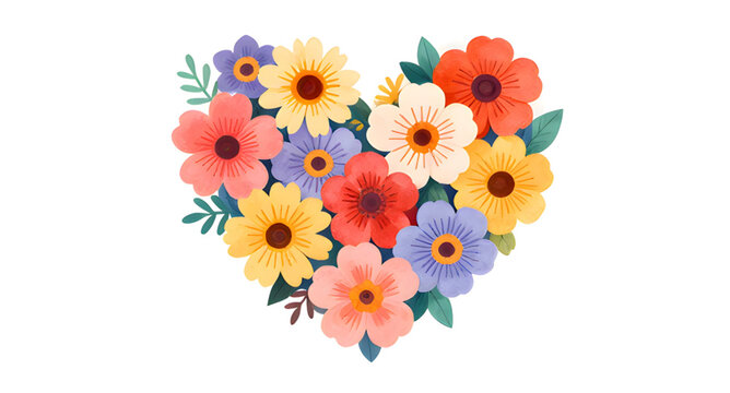 flower heart illustration, floral heart design, heart made flowers, flower wreath heart, floral wreath heart, heart shape flowers, romantic flower heart, valentine flower heart, wedding flower heart, 