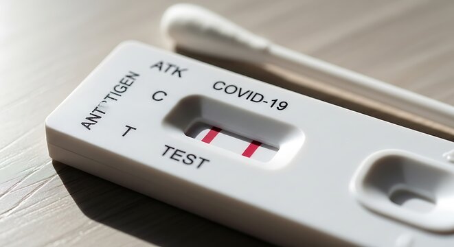 COVID-19 Rapid Antigen Test Kit Showing Positive Result.