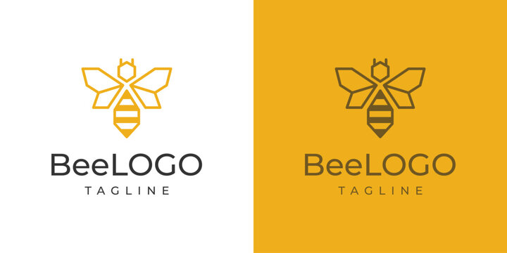 Bee geometric abstract logo design provides a modern and minimal graphic representation for various brand needs