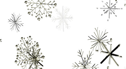 Obraz premium Decorative snowflakes on white, perfect for holiday or winter designs. Elegant and festive backgroun