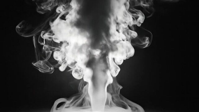 Abstract Smoke Rising Upward with Detailed Wispy Layers against Dark Background for Dramatic Visuals