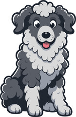 Fototapeta premium cute black and white poodle dog sitting vector illustration