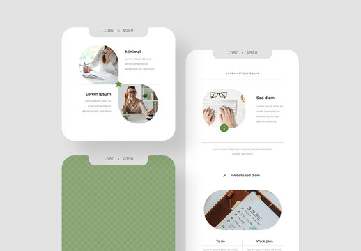 Minimal Social Media Mockup With Various Post Sizes