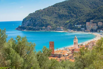 Gartenposter Ligurien  Aerial panoramic view of Noli, Liguria, province of Savona, Italy. Riviera dei Fiori. Fishermen's Beach. Maritime Republic  © SNAB
