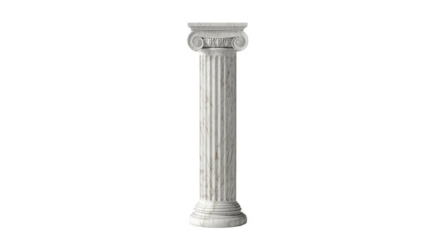 Elegant gray marble column, ornate Corinthian capital atop fluted shaft