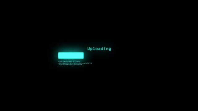 Blue neon Data Transfer Interface with Glowing Loading Indicator and Futuristic Digital UI Screen Animation Loop