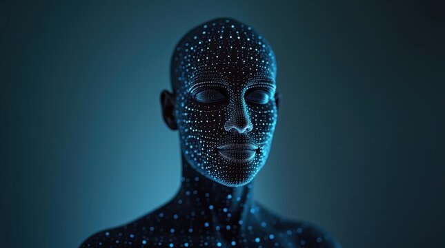 Cuadr&iacute;cula de escaneo de reconocimiento facial proyectada sobre una silueta humana neutra, fondo m&iacute;nimo, concepto de verificaci&oacute;n de identidad