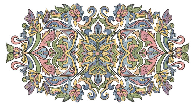 Colorful floral mandala design pattern.