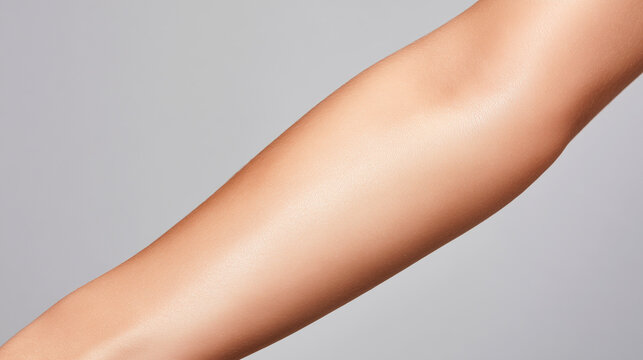 処理前のうぶ毛が自然に残る、きめ細かな肌質の女性の腕・Before画像