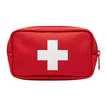 Red first aid kit isolated on transparent background