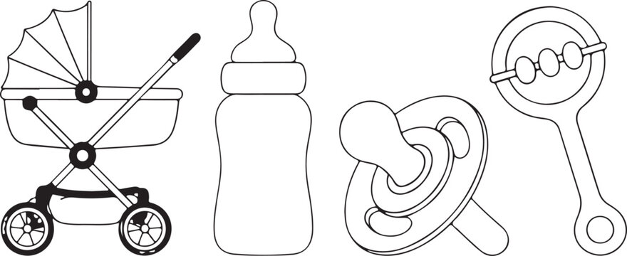 Baby line set including stroller bicycle and bottle