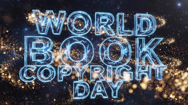Vibrant neon world book copyright day celebration.