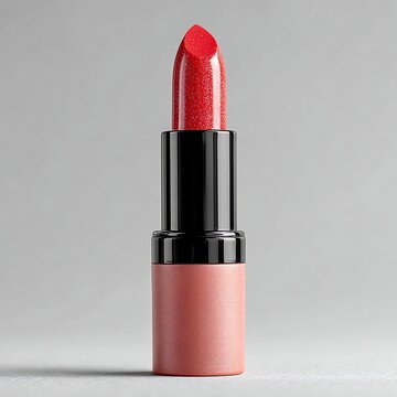 Luxury red shimmer lipstick cosmetic product closeup high resolution picture