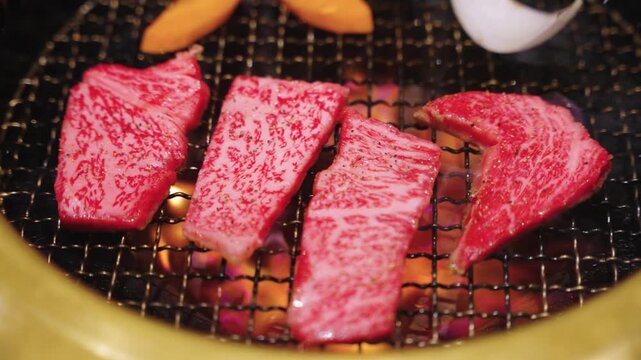 Yaki Niku Japanese Flame Grill Cooking Wagyu Beef