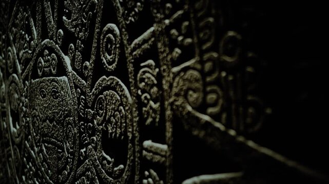 Mayan Calendar close up in the Dark