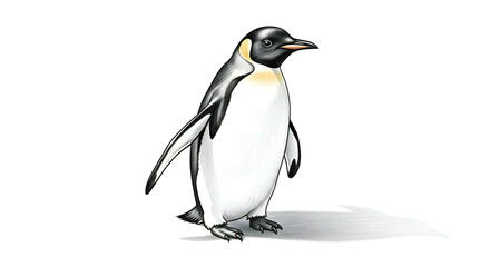 Fototapeta premium Penguin, cartoon illustration, standing, white background