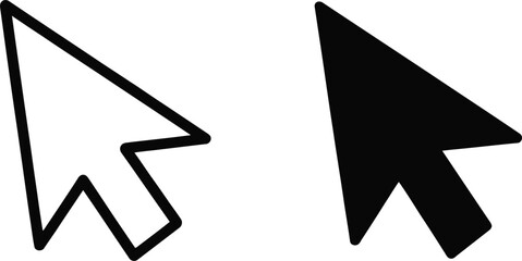 Computer mouse cursor pointer icon set with black outline and solid fill design for web navigation © Iconic lab 