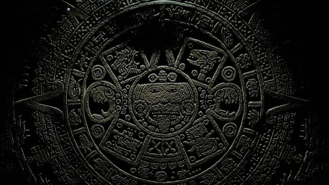 Mayan Calendar close up in the Dark