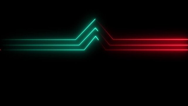 Futuristic neon lights abstract background red and cyan glowing lines moving on dark background technology and sci- fi projects