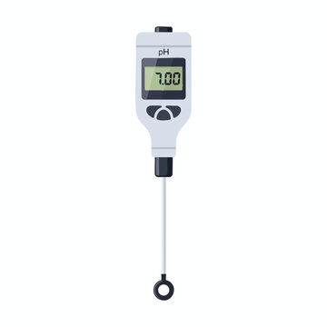 Digital pH meter with probe and screen displaying "7.00" on white